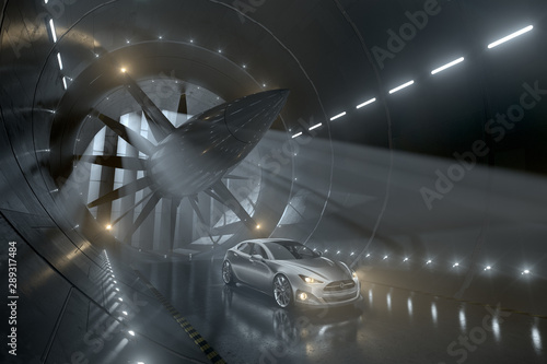 Car in wind tunnel