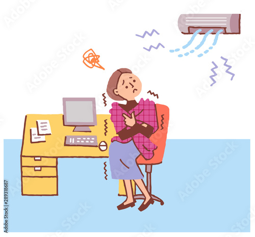 冷え性 冷房で体が冷えて困る女性 Stock イラスト Adobe Stock