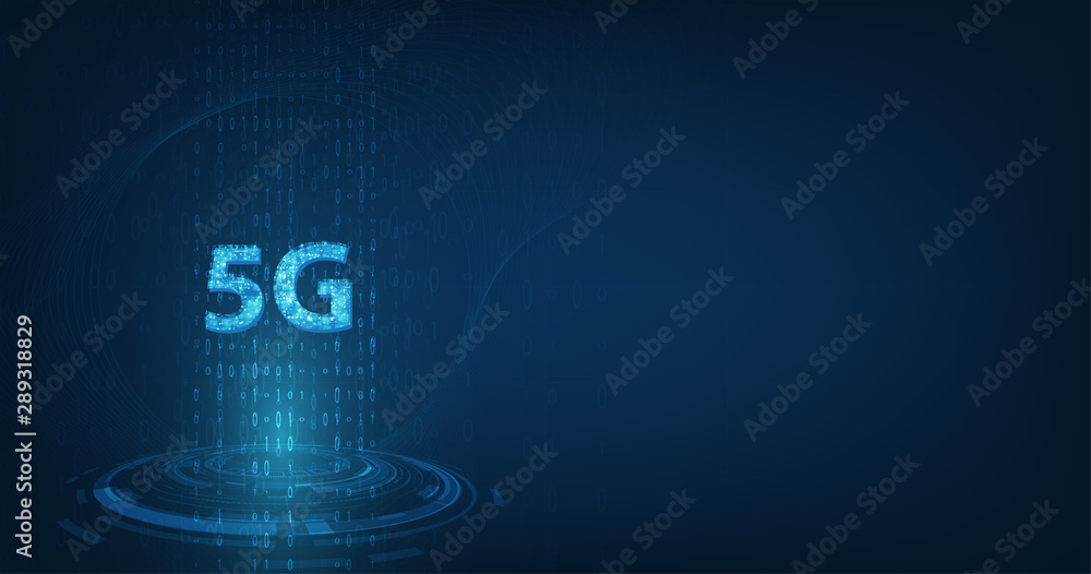 Global network high speed innovation connection data rate,vector creative glowing 5G on dark blue color background. Global network high speed innovation connection data rate,vector creative glowing 5G on dark blue color background.