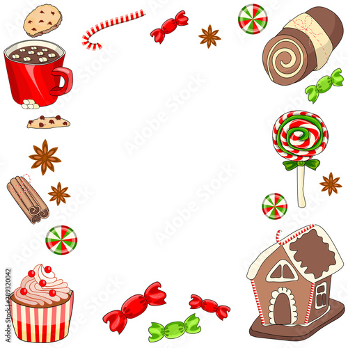 Christmas food and drink vector set.