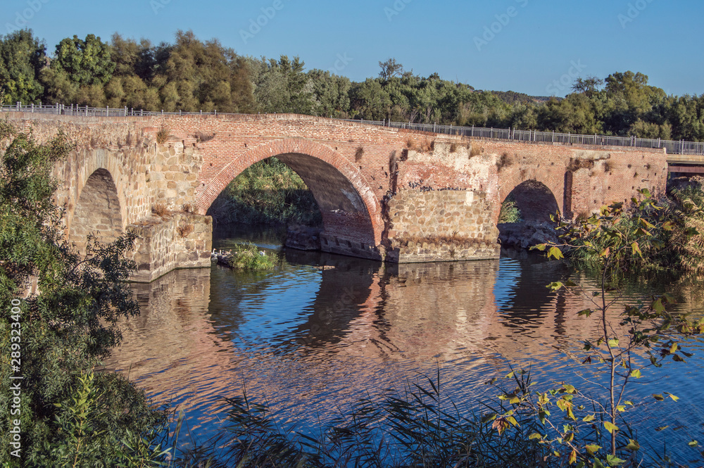 Roman bridge over the Tagus river in Talavera de la Reina, Toledo. Spain