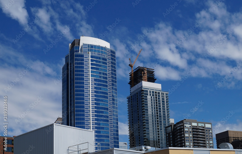 Washington state. Downtown Seattle. View of buildings from the waterfront.