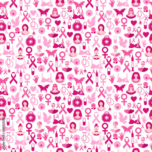 Seamless pattern of breast cancer for october awareness month.