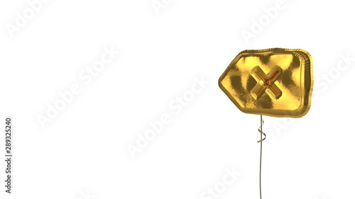 gold balloon symbol of backspace on white background