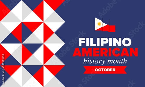 Filipino American History Month. Happy holiday celebrate annual in October. Filipinos and United States flag. Culture month. Patriotic design. Poster, card, banner, template. Vector illustration Free Download Filipino American History Month. Happy holiday celebrate annual in October. Filipinos and United States flag. Culture month. Patriotic design. Poster, card, banner, template. Vector illustration - GFXLoad