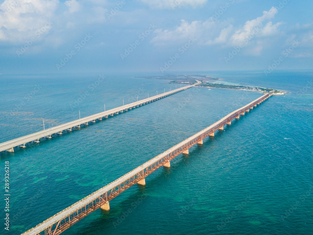 Aerial photo of Florida Keys bridges