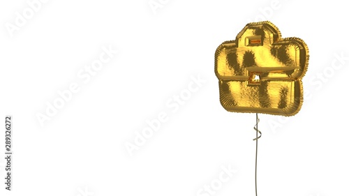 gold balloon symbol of briefcase on white background