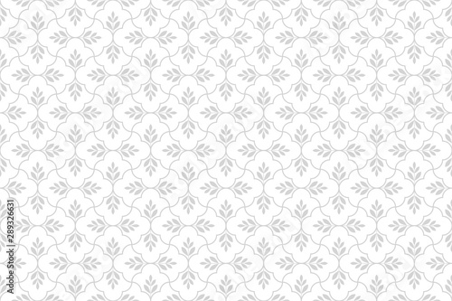 Flower geometric pattern. Seamless vector background. White and grey ornament.