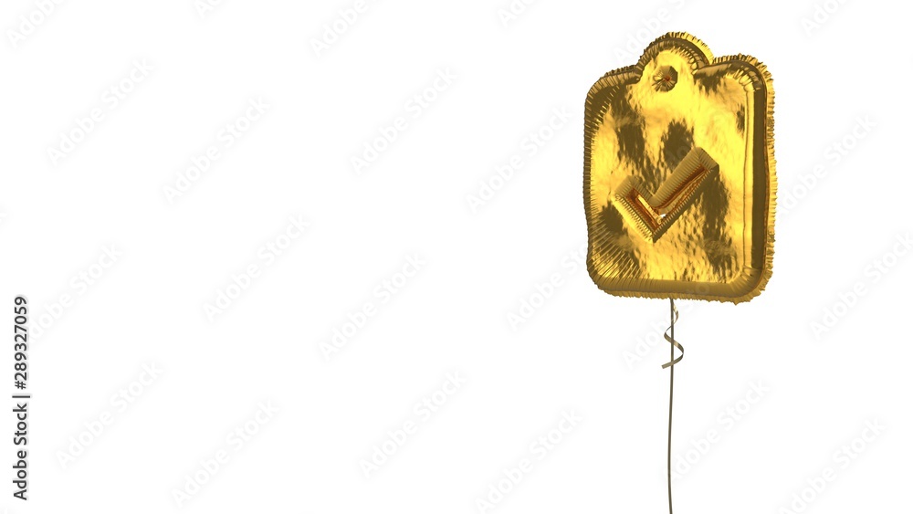 gold balloon symbol of clipboard check on white background