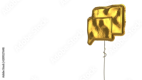 gold balloon symbol of rectangular chat bubbles on white background