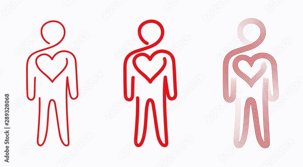 Vector illustration of a man with a big heart