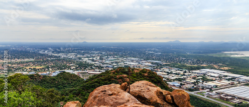 Tableau sur toile Aerial view of rapidly sprawling Gaborone city spread out over the savannah, Gab