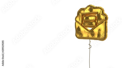 gold balloon symbol of envelope open text on white background