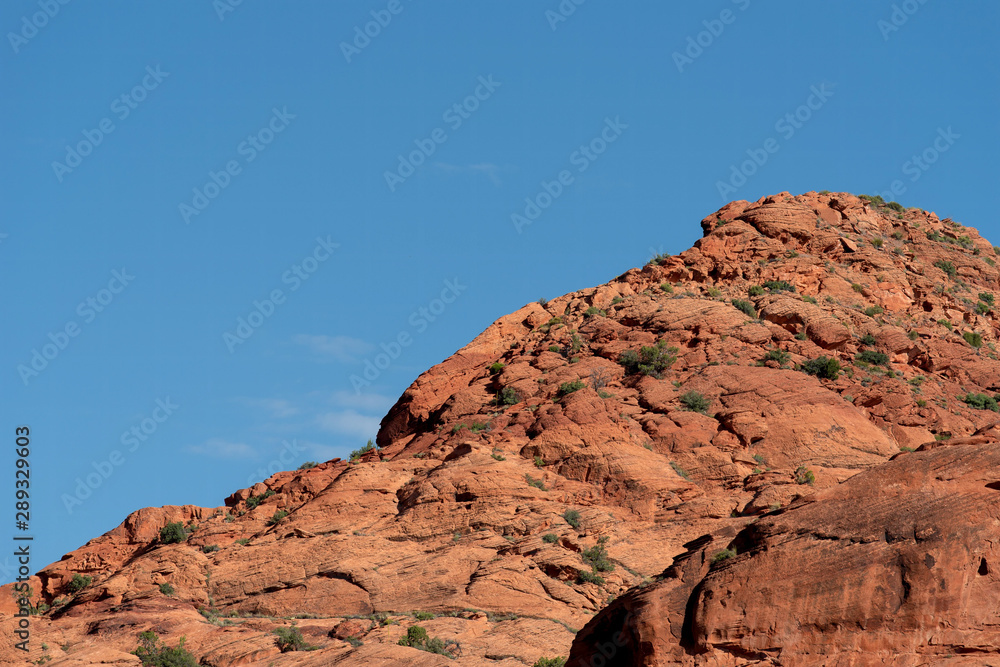 Low angle view of red stone hillside at the Red Cliffs in Utah