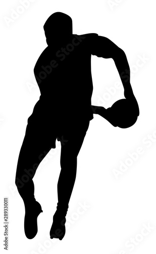 Illustration représentant la silhouette d'un rugbyman en train d'effectuer une passe