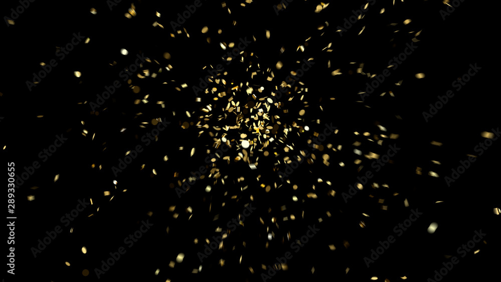 Explosion of gold confetti on an black background Explosion of gold confetti on an black background