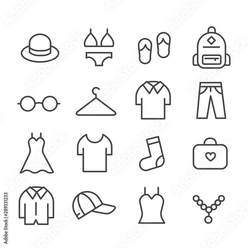 Clothes icons isolated. Modern outline in trendy style on white background