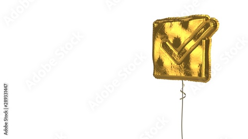 gold balloon symbol of checked on white background