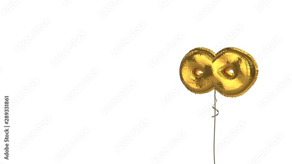 gold balloon symbol of infinity on white background