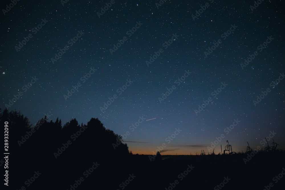 beautiful starry sky on a clear autumn evening
