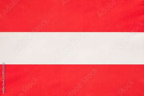 Austria national fabric flag, textile background. Symbol of international world european country.
