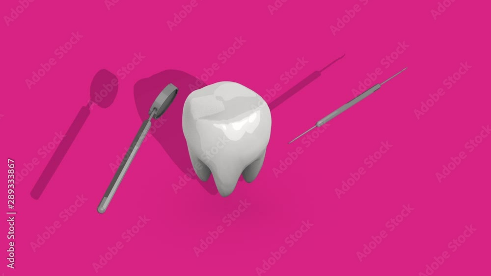 Dental Tooth Isometric Animation. isometric animation loop of a tooth moving into scene with dental instruments inspecting the tooth. With matte and ambient occlusion shadow passes Dental Tooth Isometric Animation. isometric animation loop of a tooth moving into scene with dental instruments inspecting the tooth. With matte and ambient occlusion shadow passes