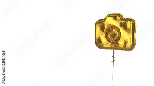 gold balloon symbol of photo camera on white background photo