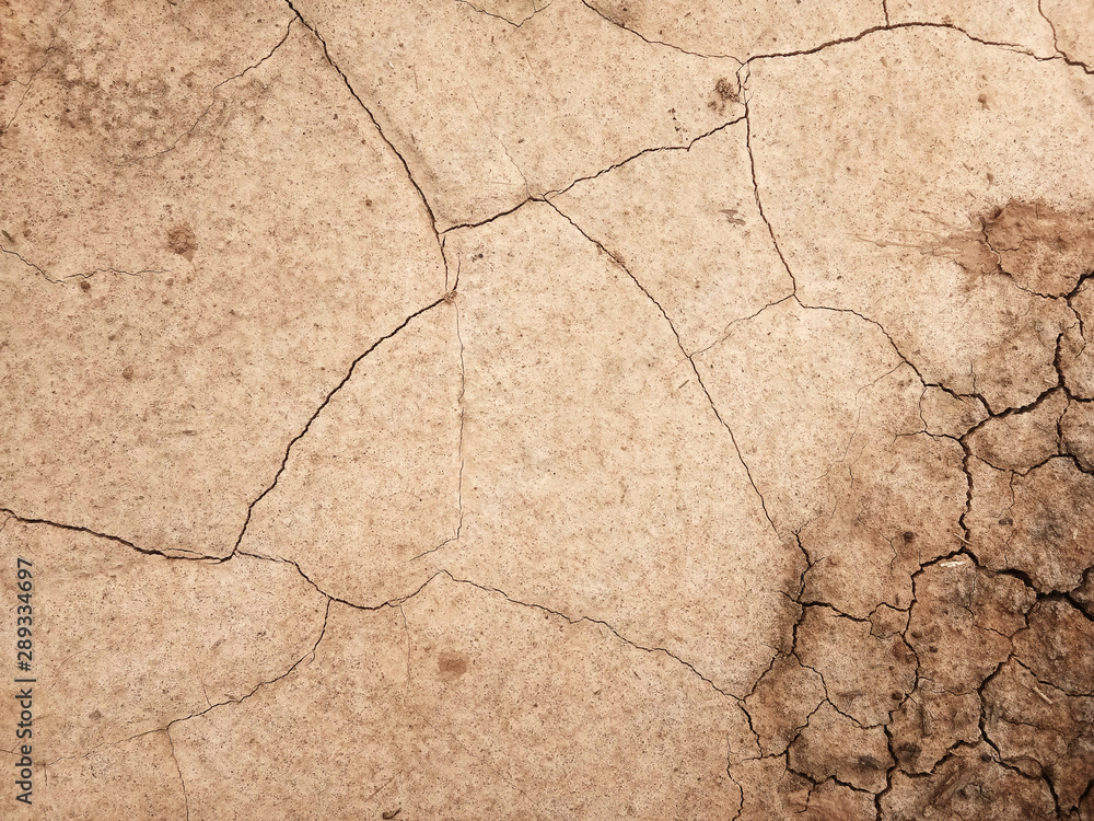 Fototapeta premium The ground has cracks in the top view for the background