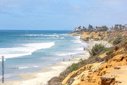 Carlsbad bluffs in California overlooking the beach and Pacific Ocean photo
