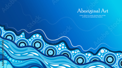 Aboriginal dot art vector banner with text.