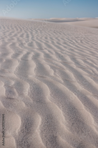 Lençois Maranhenses oasis in desert with sand dunes texture