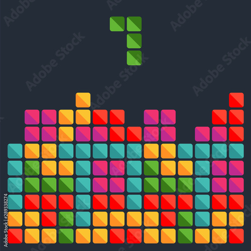 building bricks game. logical retro game. flat illustration.