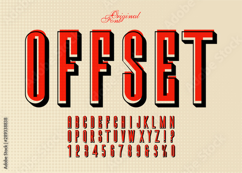 Vintage Sans Serif Alphabet with Offset Printing Effect.