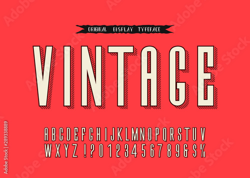 Vintage Stylish Alphabet with Striped Shadow.