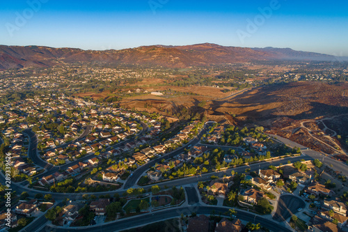 aerial photo of residential homes in california	