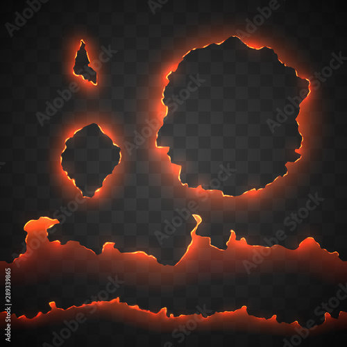 Edge of burning paper hole