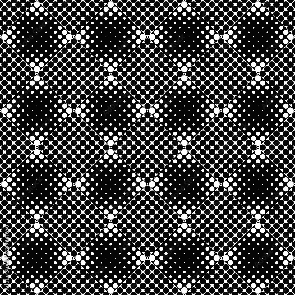 Monochrome seamless circle pattern background - abstract black and white vector illustration from circles