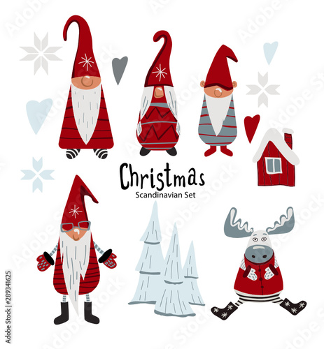Gnomes Christmas set.  Hand-drawn characters 