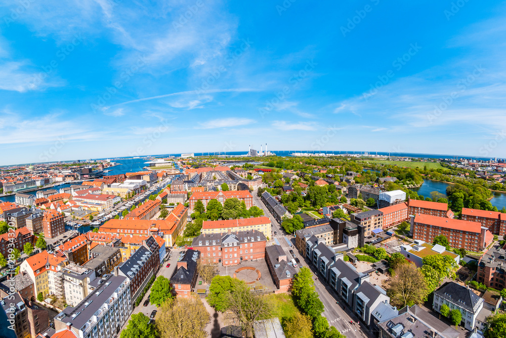 Beautiful aerial view of Copenhagen from above, Denmark
