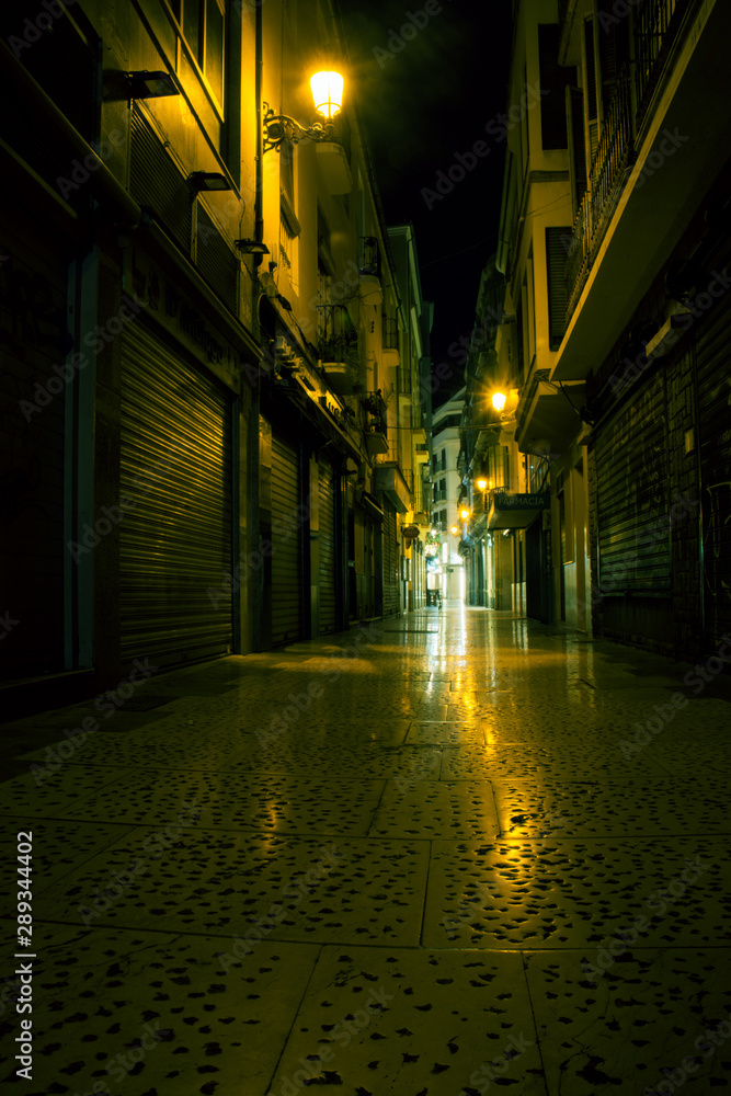 Spanish night street. Malaga. 
