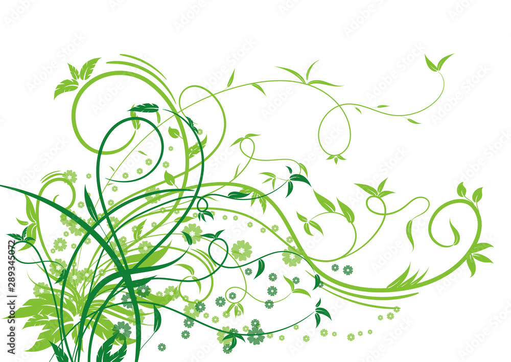 Abstract design ornament element with flowers and leaves. Abstract design ornament element with flowers and leaves.