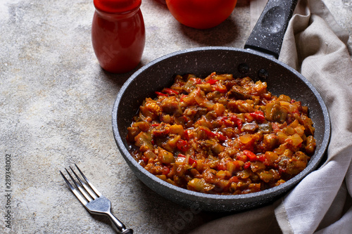 Sauteed or stewed eggplant with tomato