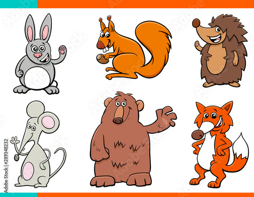 set of cartoon wild animal characters