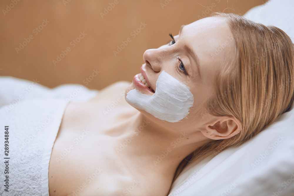Beautiful young woman in cosmetic salon close up Beautiful young woman in cosmetic salon close up