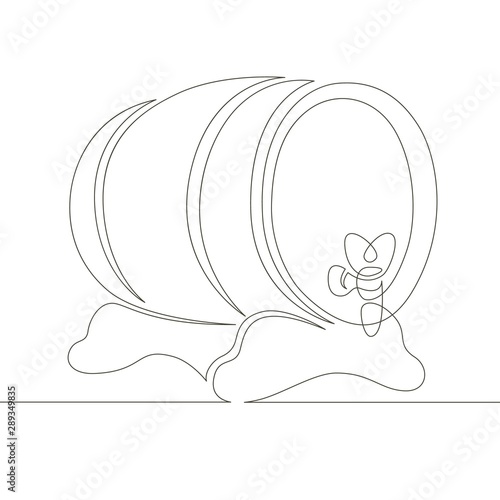 continuous single drawn line art doodle wooden oak beer barrel