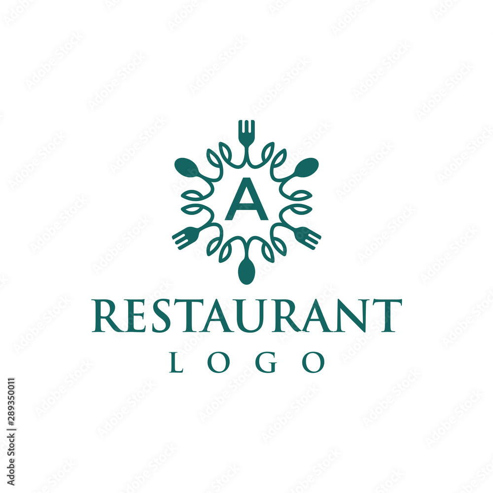 restaurant monogram initial logo design vector