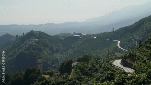 Lovely view on the prosecco street in Valdobbiadene - 4k