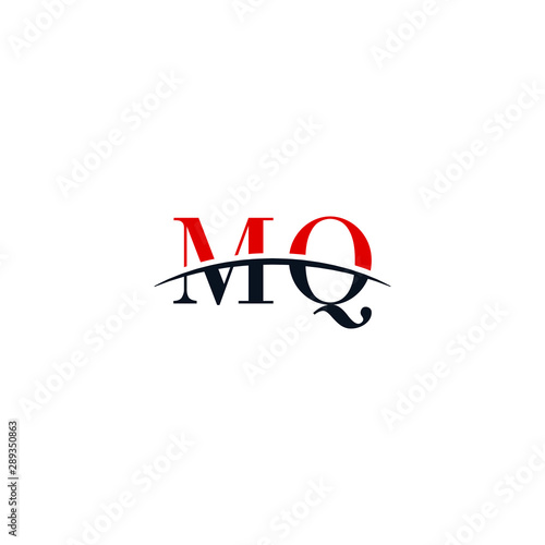 Initial letter MQ, overlapping movement swoosh horizon logo company design inspiration in red and dark blue color vector