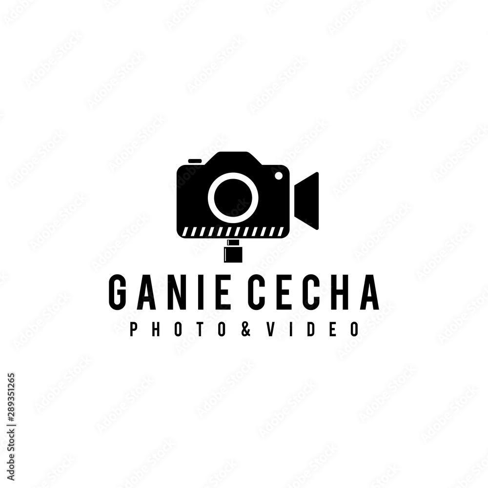 Illustration of abstract video camera made modern vintage for photography studio and video shoot logo design