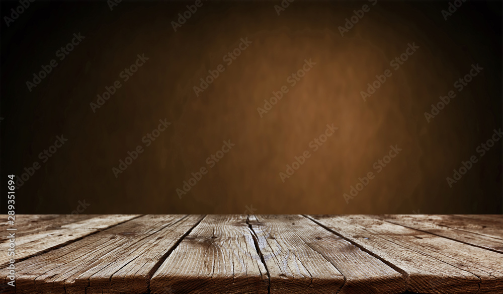 Empty old wooden table background - obrazy, fototapety, plakaty 